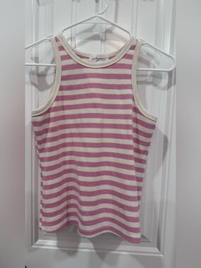 Carly Jean Los Angeles Pink and Cream Striped Rib Tank Top